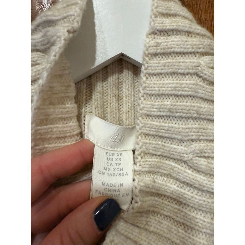 H&M cream ribbed high neck sweater size xs Cabin Core - Picture 4 of 10